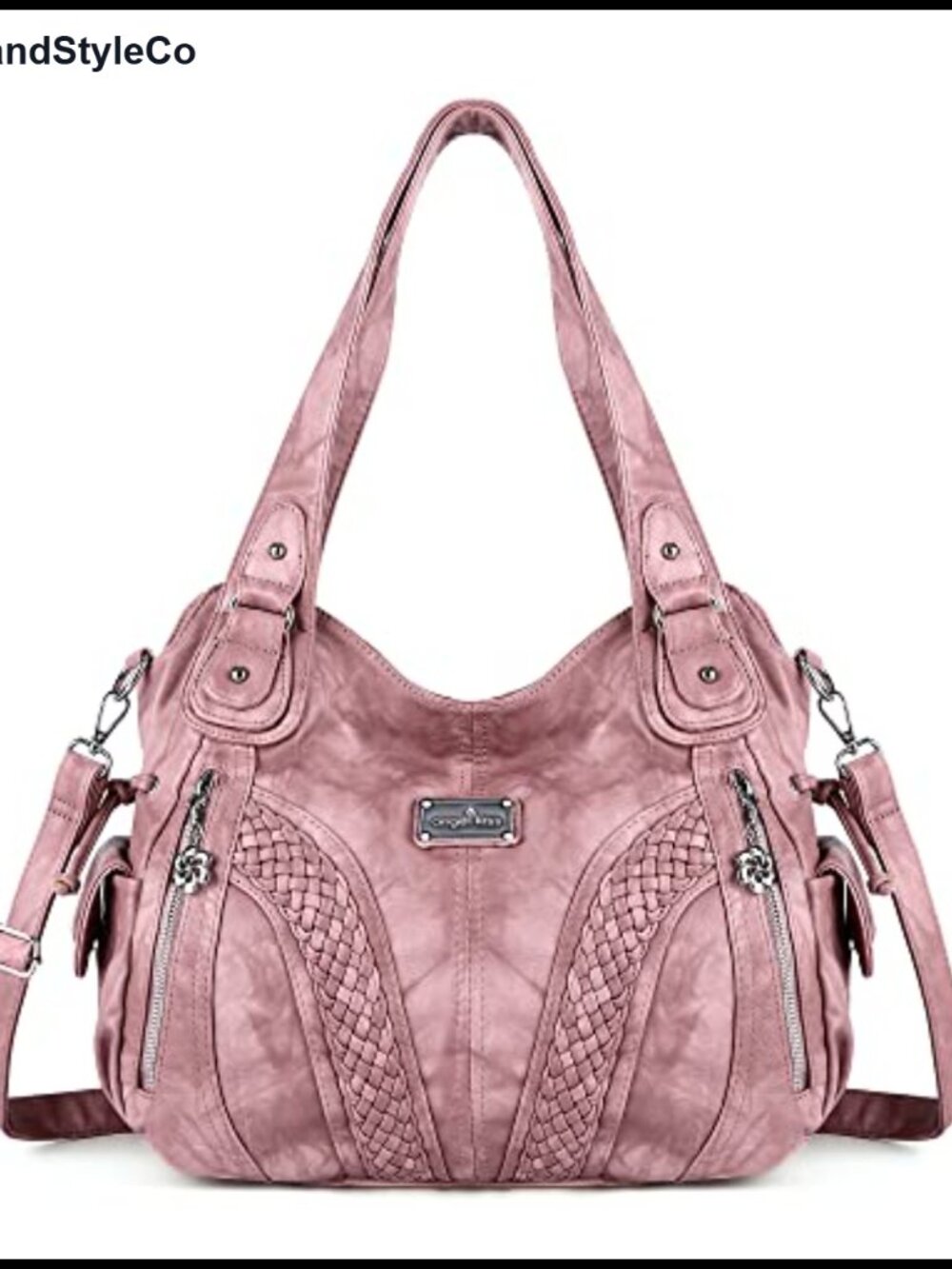 Washed Faux Leather Tote Bag Top Handle Satchel Shoulder Handbag
